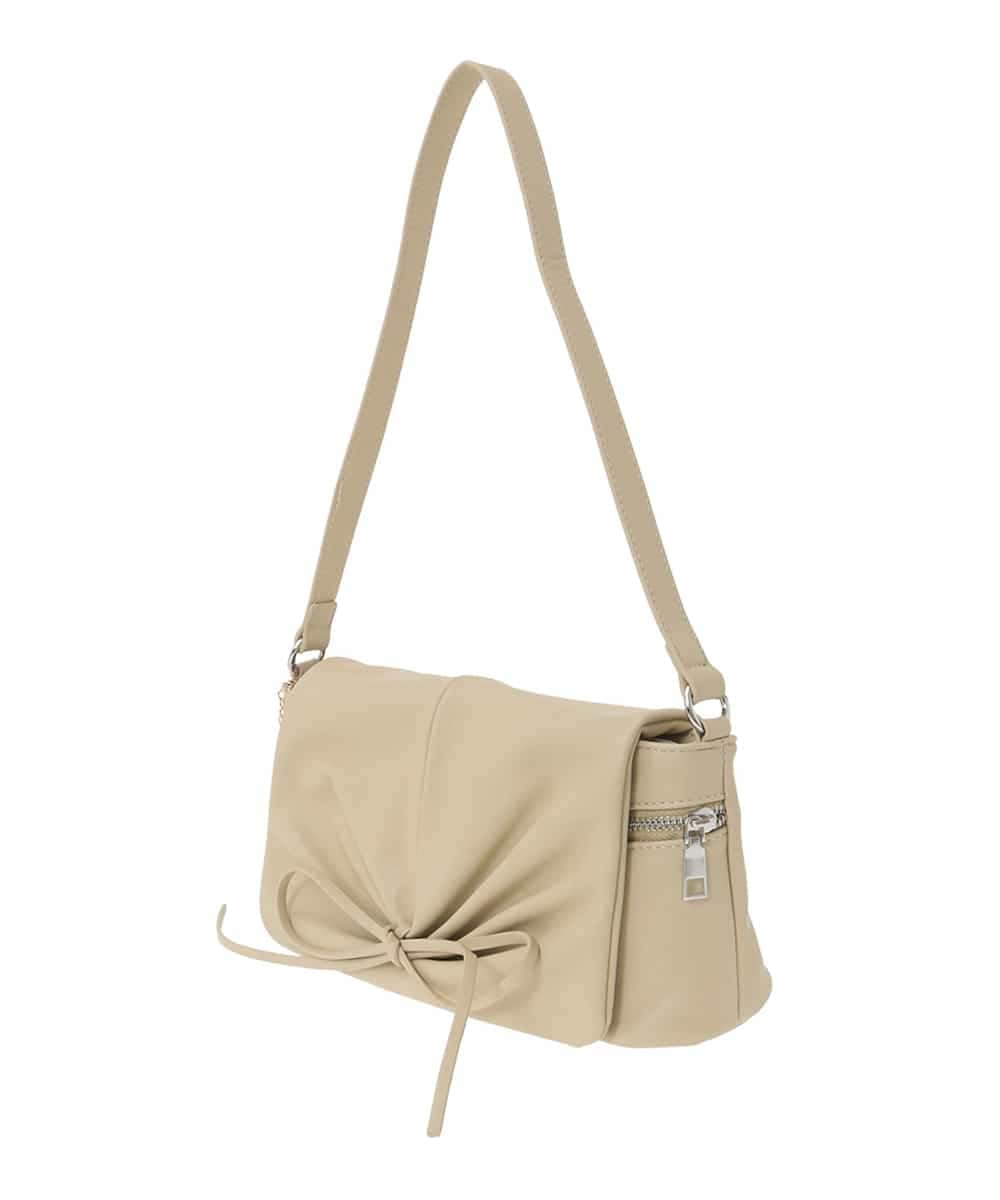 BJCAA13130 MK MICHEL KLEIN BAG(MK ミッシェルクラン バッグ) [チャーム付き]ギャザーリボンショルダーバッグ グリーン