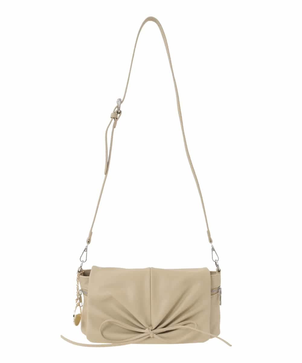 BJCAA13130 MK MICHEL KLEIN BAG(MK ミッシェルクラン バッグ) [チャーム付き]ギャザーリボンショルダーバッグ グリーン