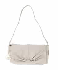 BJCAA13130 MK MICHEL KLEIN BAG(MK ミッシェルクラン バッグ) [チャーム付き]ギャザーリボンショルダーバッグ アイボリー