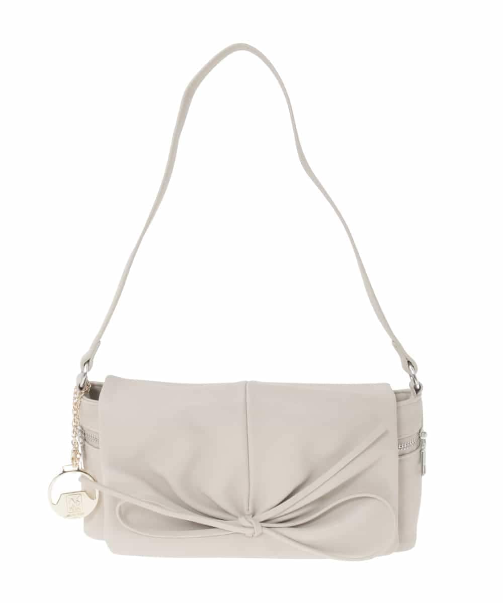 BJCAA13130 MK MICHEL KLEIN BAG(MK ミッシェルクラン バッグ) [チャーム付き]ギャザーリボンショルダーバッグ アイボリー