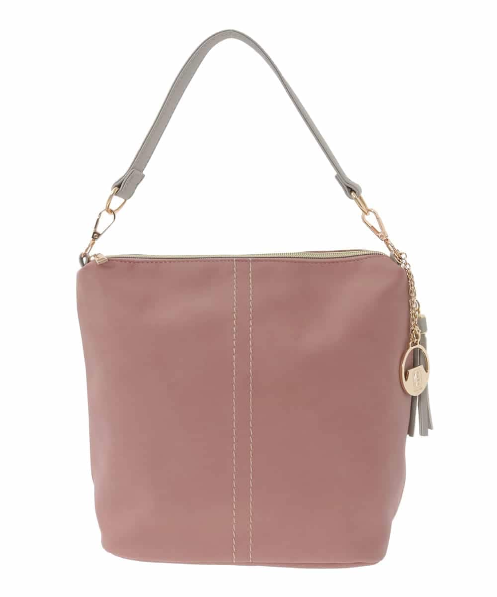 BJCAA14150 MK MICHEL KLEIN BAG(MK ミッシェルクラン バッグ) [軽量/2WAY/チャーム付き]ステッチアクセントワンハンドルバッグ パープル