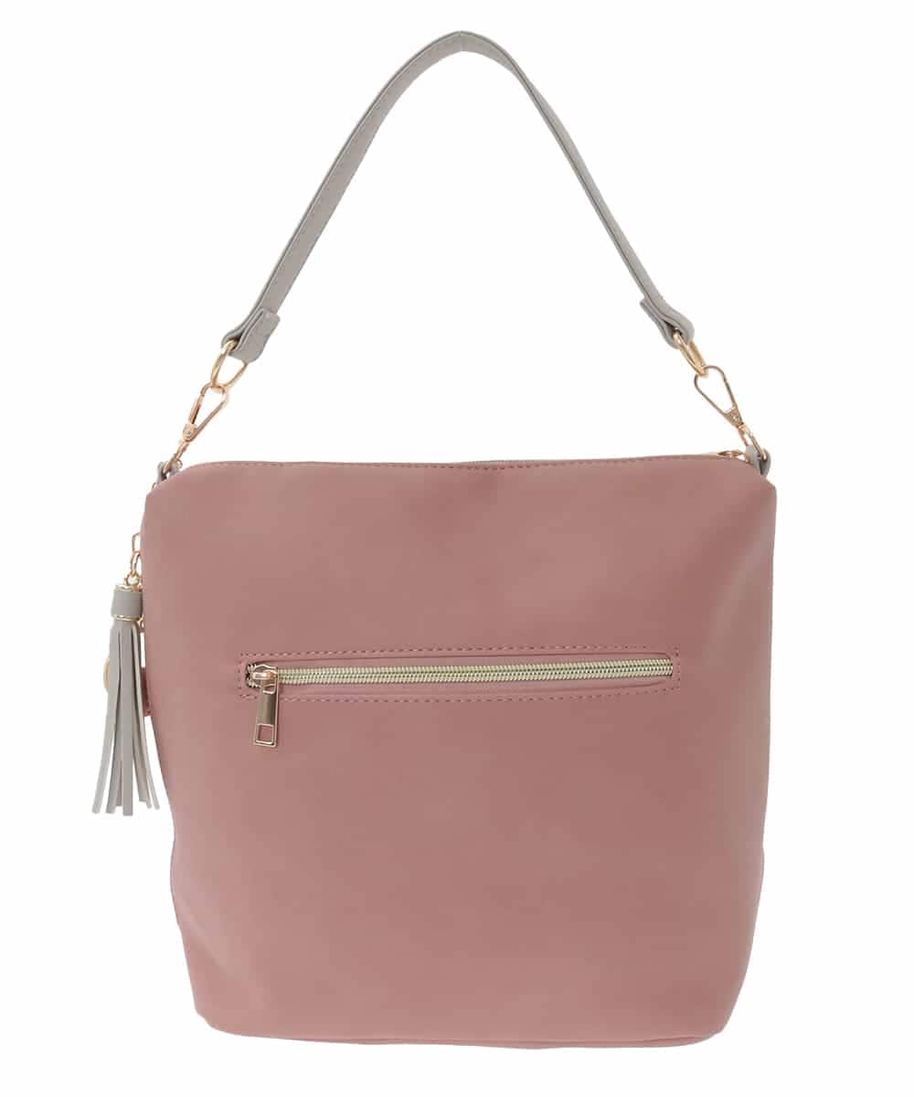 BJCAA14150 MK MICHEL KLEIN BAG(MK ミッシェルクラン バッグ) [軽量/2WAY/チャーム付き]ステッチアクセントワンハンドルバッグ パープル