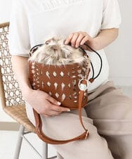 BJCAA16160 MK MICHEL KLEIN BAG(MK ミッシェルクラン バッグ) [2WAY]ファー巾着パンチングショルダーバッグ ベージュ