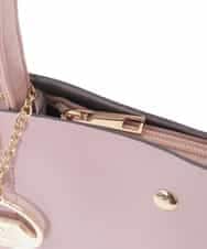 BJCAA17110 MK MICHEL KLEIN BAG(MK ミッシェルクラン バッグ) [軽量/チャーム付き]ウェーブカットステッチショルダーバッグ ピンク