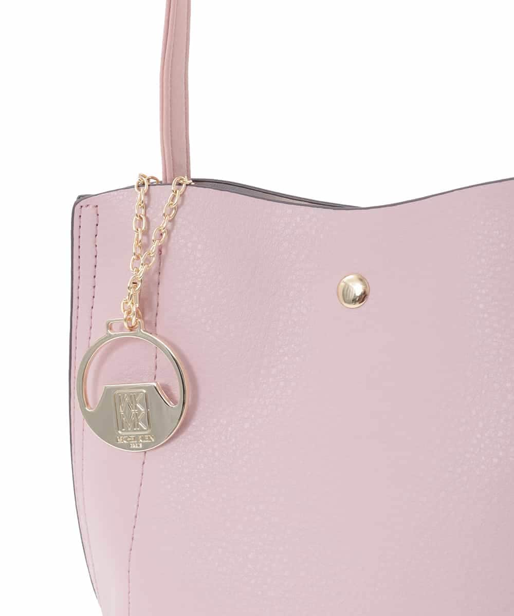 BJCAA17110 MK MICHEL KLEIN BAG(MK ミッシェルクラン バッグ) [軽量/チャーム付き]ウェーブカットステッチショルダーバッグ ピンク