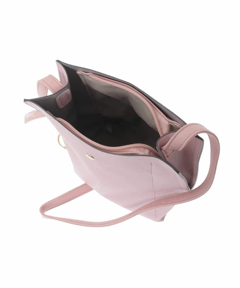 BJCAA17110 MK MICHEL KLEIN BAG(MK ミッシェルクラン バッグ) [軽量/チャーム付き]ウェーブカットステッチショルダーバッグ ピンク