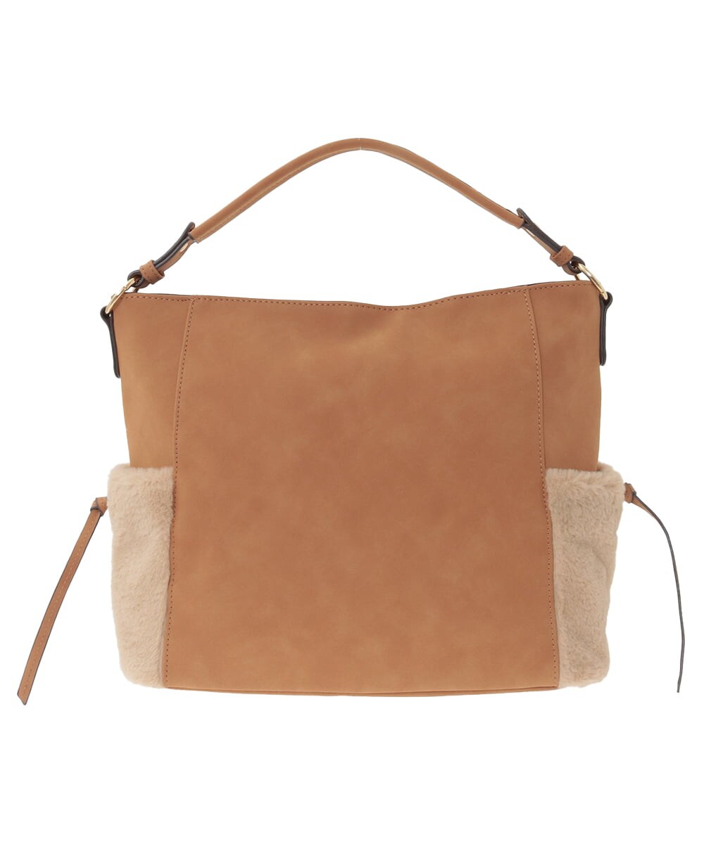 BJCAP03130 MK MICHEL KLEIN BAG(MK ミッシェルクラン バッグ) [抗菌/A4収納可]ファーポケットデザインショルダーバッグ ブラック