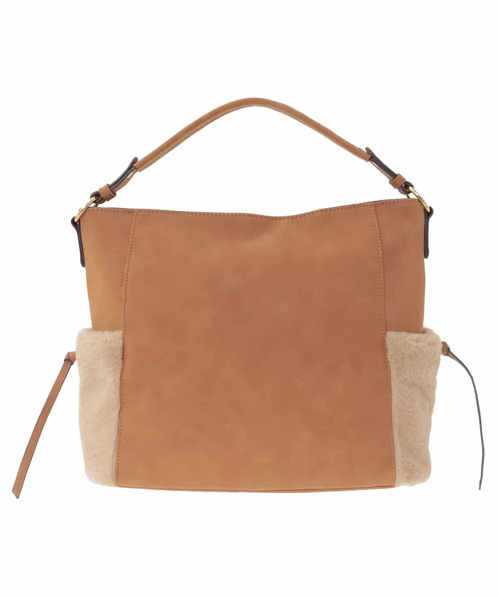 BJCAP03130 MK MICHEL KLEIN BAG(MK ミッシェルクラン バッグ) [抗菌/A4収納可]ファーポケットデザインショルダーバッグ ベージュ