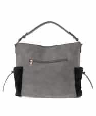 BJCAP03130 MK MICHEL KLEIN BAG(MK ミッシェルクラン バッグ) [抗菌/A4収納可]ファーポケットデザインショルダーバッグ ブラック