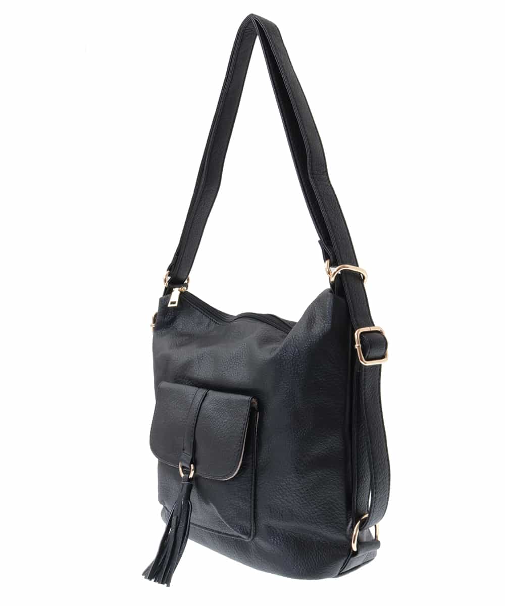BJCEQ14130 MK MICHEL KLEIN BAG(MK ミッシェルクラン バッグ) 【販売停止】【2WAY】フェイクレザートートバッグ ブラック