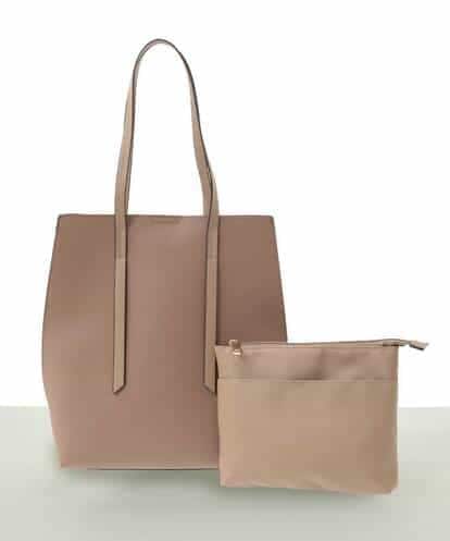 BJCEV06150 MK MICHEL KLEIN BAG [ポーチ付き]合成皮革サイド配色トートバッグ