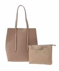 BJCEV06150 MK MICHEL KLEIN BAG(MK ミッシェルクラン バッグ) [ポーチ付き]合成皮革サイド配色トートバッグ ベージュ