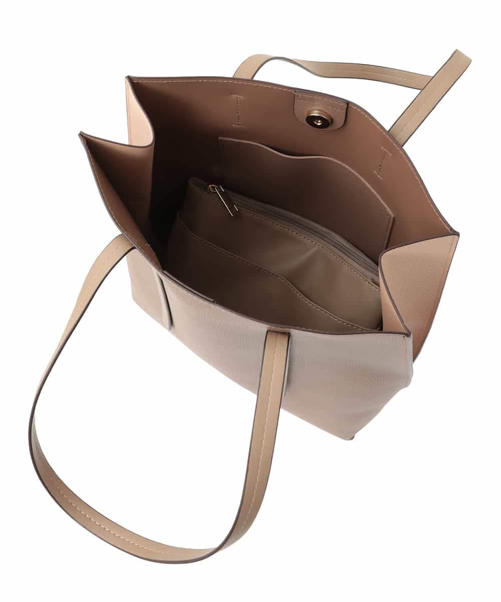 BJCEV06150 MK MICHEL KLEIN BAG(MK ミッシェルクラン バッグ) [ポーチ付き]合成皮革サイド配色トートバッグ ベージュ