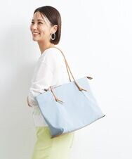 BJCGS51140 MK MICHEL KLEIN BAG(MK ミッシェルクラン バッグ) 【A4サイズ対応・抗菌加工】フェイクレザーアクセントトートバッグ ライトブルー