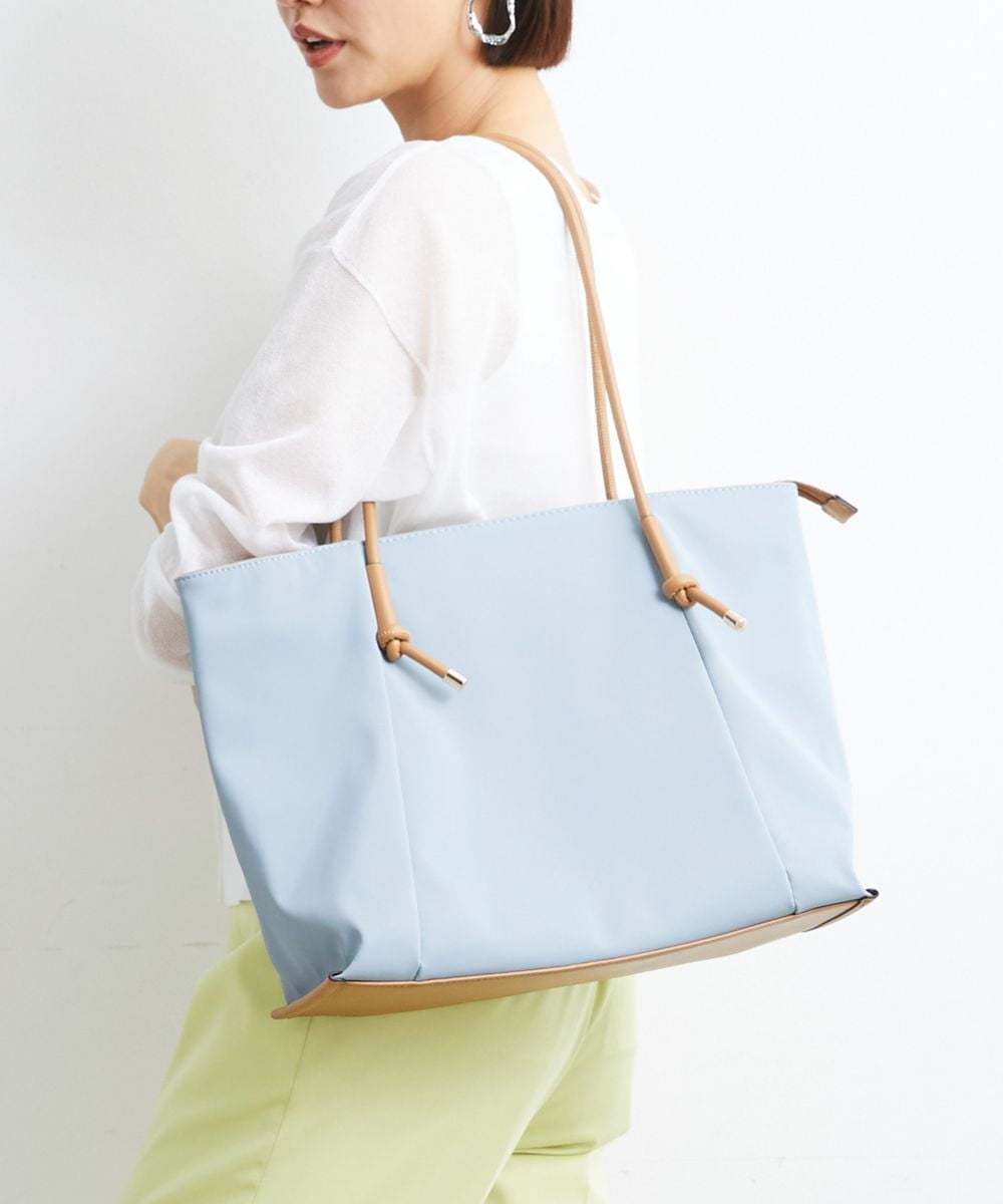 BJCGS51140 MK MICHEL KLEIN BAG(MK ミッシェルクラン バッグ) 【A4サイズ対応・抗菌加工】フェイクレザーアクセントトートバッグ ライトブルー