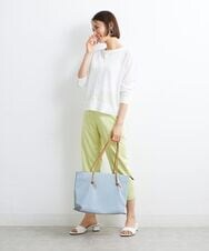 BJCGS51140 MK MICHEL KLEIN BAG(MK ミッシェルクラン バッグ) 【A4サイズ対応・抗菌加工】フェイクレザーアクセントトートバッグ ライトブルー