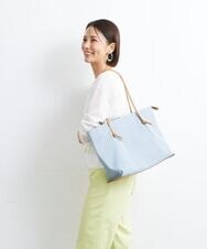 BJCGS51140 MK MICHEL KLEIN BAG(MK ミッシェルクラン バッグ) 【A4サイズ対応・抗菌加工】フェイクレザーアクセントトートバッグ ライトブルー
