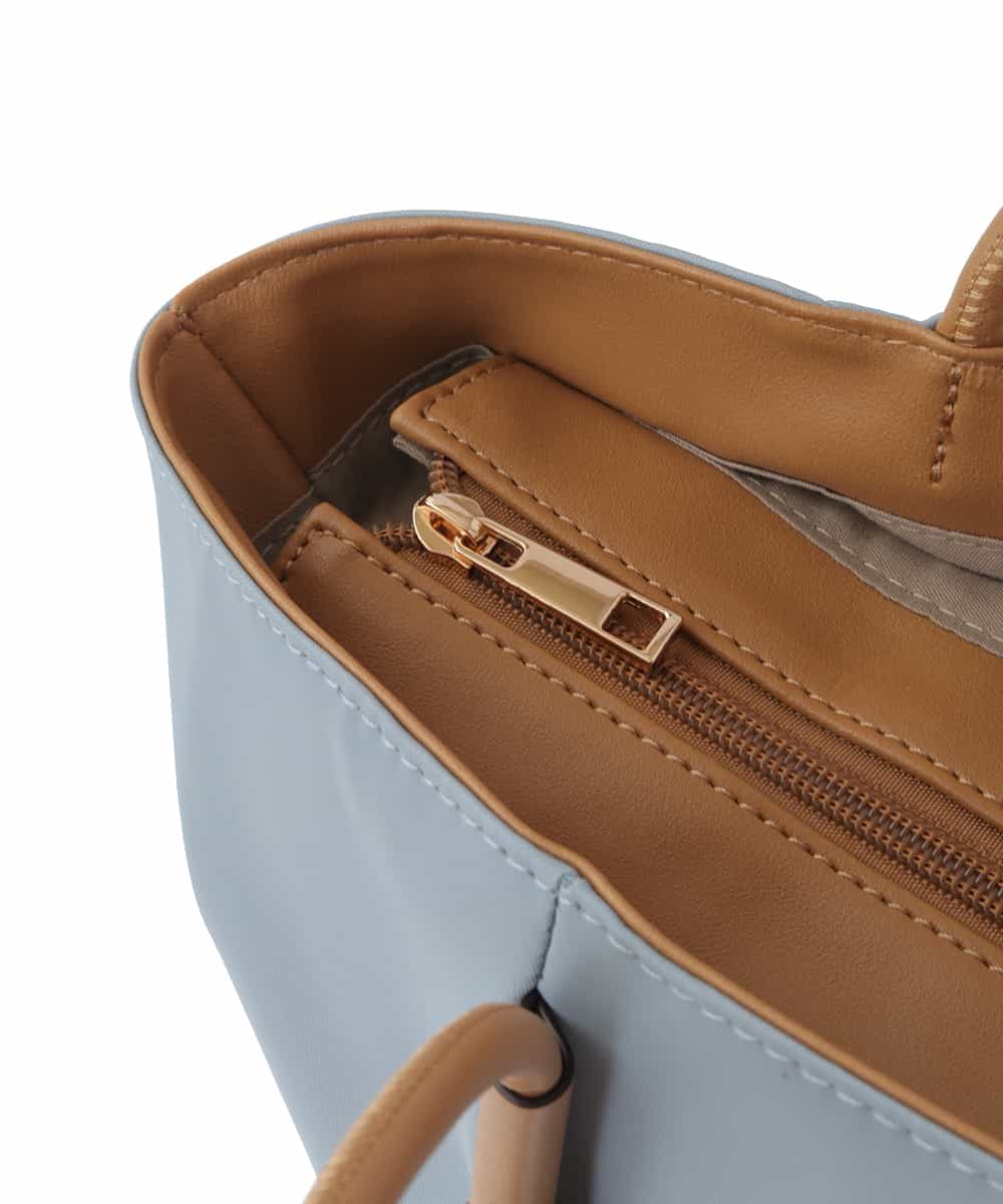 BJCGS51140 MK MICHEL KLEIN BAG(MK ミッシェルクラン バッグ) 【A4サイズ対応・抗菌加工】フェイクレザーアクセントトートバッグ ライトブルー