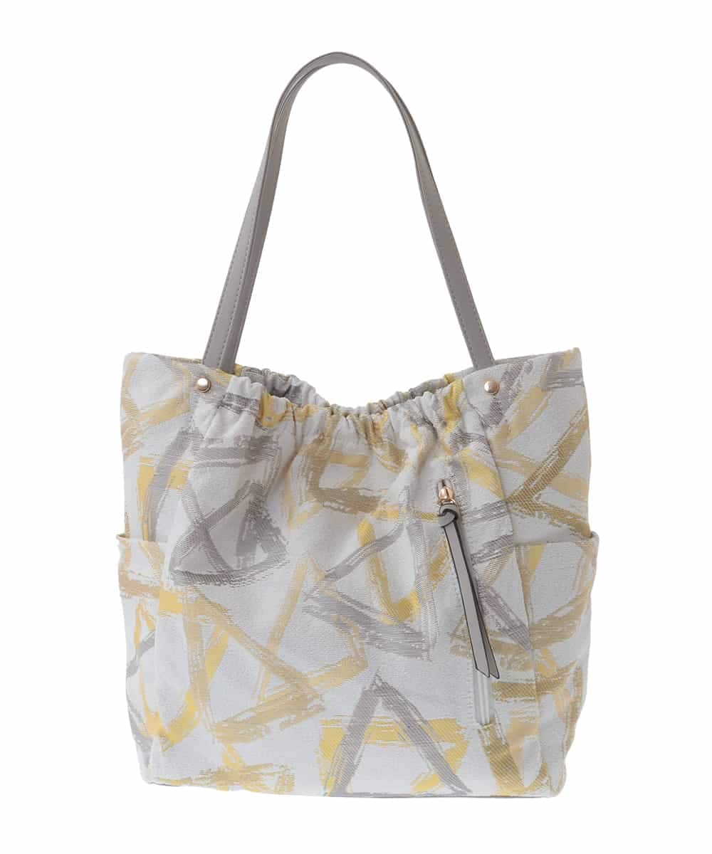 BJCJA61130 MK MICHEL KLEIN BAG(MK ミッシェルクラン バッグ) 幾何柄ジャカードスクエアトートバッグ イエロー
