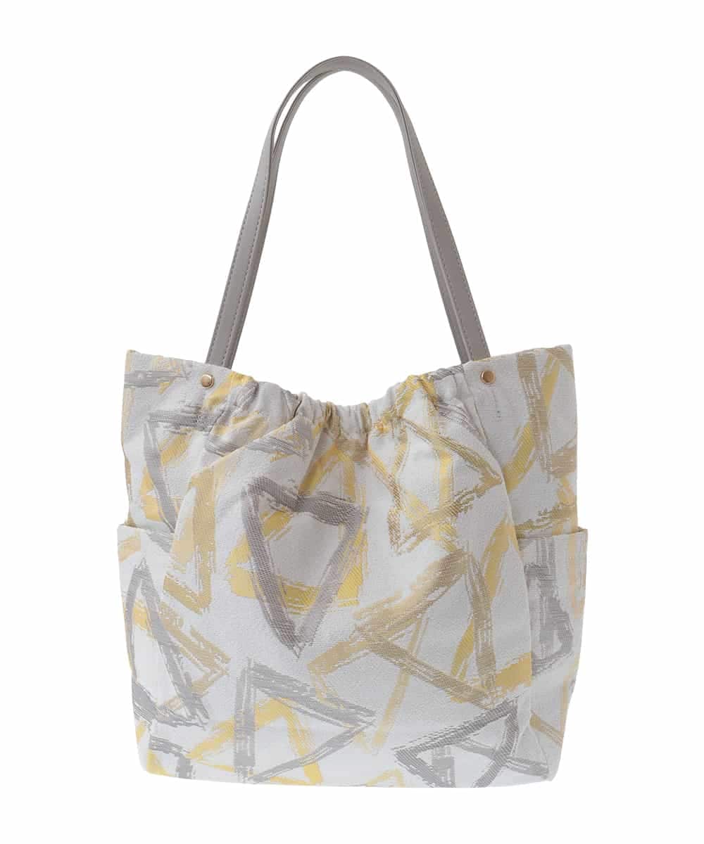 BJCJA61130 MK MICHEL KLEIN BAG(MK ミッシェルクラン バッグ) 幾何柄ジャカードスクエアトートバッグ イエロー