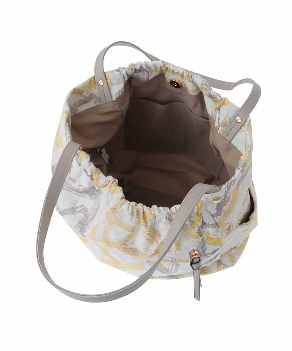 BJCJA61130 MK MICHEL KLEIN BAG(MK ミッシェルクラン バッグ) 幾何柄ジャカードスクエアトートバッグ イエロー