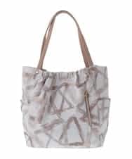 BJCJA61130 MK MICHEL KLEIN BAG(MK ミッシェルクラン バッグ) 幾何柄ジャカードスクエアトートバッグ ベージュ