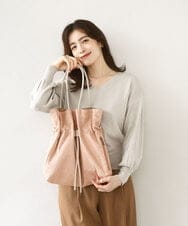 BJCJA62120 MK MICHEL KLEIN BAG(MK ミッシェルクラン バッグ) 巾着デザイントートバッグ ピンク