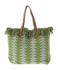 BJCJA65140 MK MICHEL KLEIN BAG(MK ミッシェルクラン バッグ) 幾何柄ジャカードフリンジトートバッグ グリーン