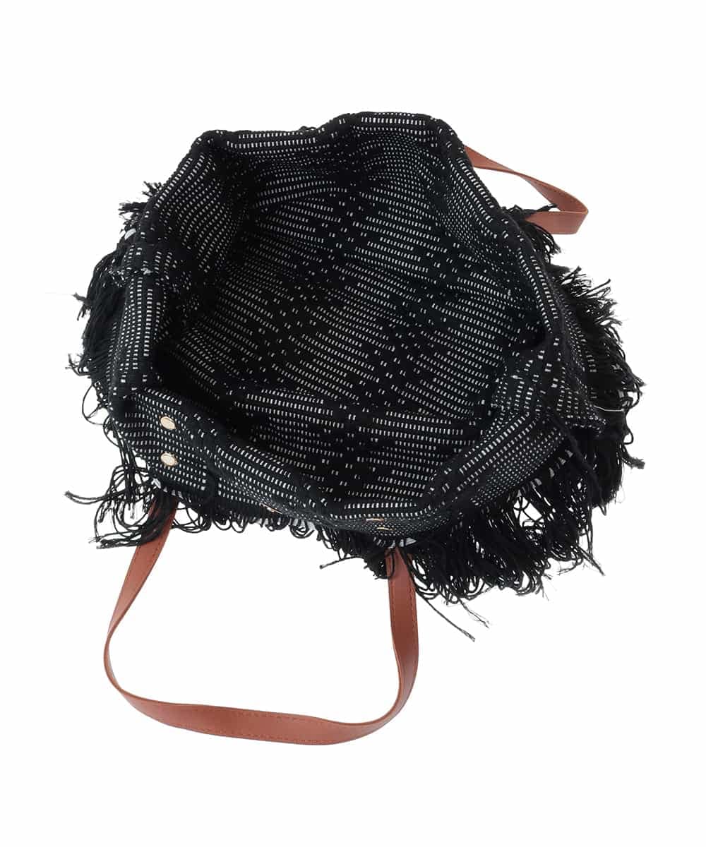 BJCJA65140 MK MICHEL KLEIN BAG(MK ミッシェルクラン バッグ) 幾何柄ジャカードフリンジトートバッグ グリーン