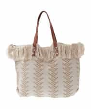 BJCJA65140 MK MICHEL KLEIN BAG(MK ミッシェルクラン バッグ) 幾何柄ジャカードフリンジトートバッグ アイボリー