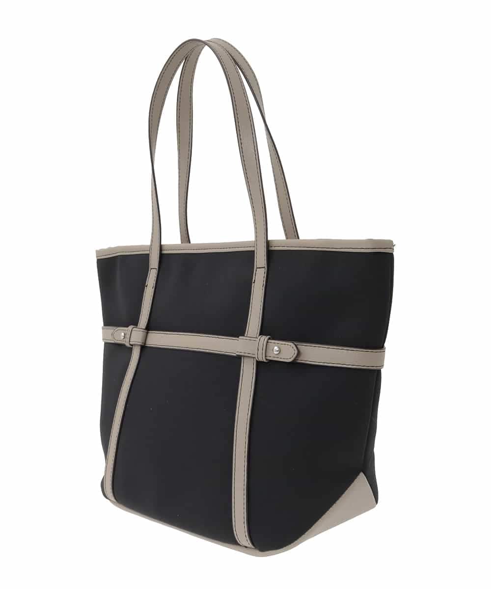 BJCJA66140 MK MICHEL KLEIN BAG(MK ミッシェルクラン バッグ) ベルトアクセント舟型トートバッグ ブラック