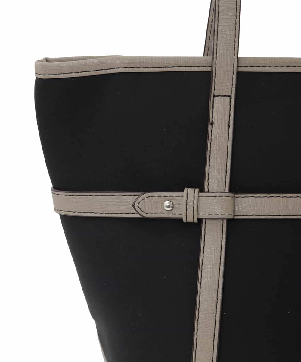BJCJA66140 MK MICHEL KLEIN BAG(MK ミッシェルクラン バッグ) ベルトアクセント舟型トートバッグ ブラック