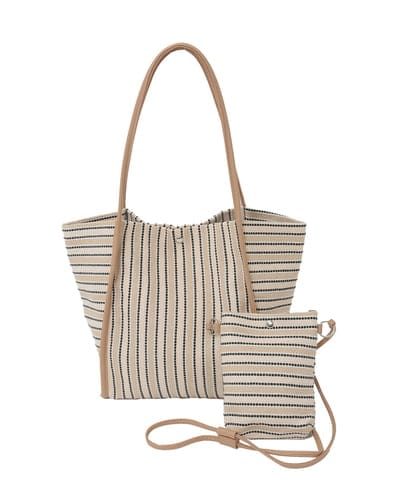 BJCJD71140 MK MICHEL KLEIN BAG [ショルダーポーチ付き]コードストライプデザインバッグ
