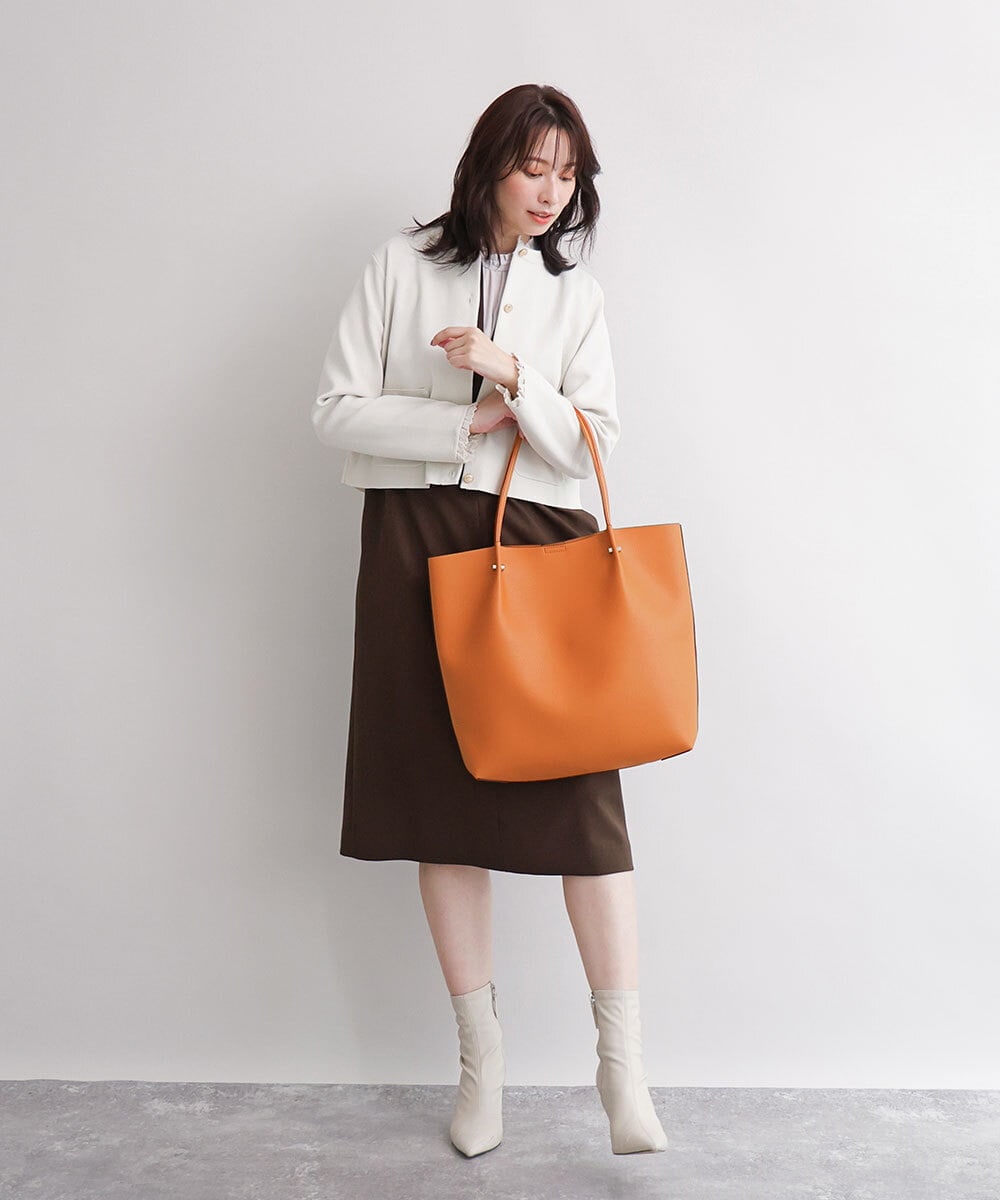 BJCJD74130 MK MICHEL KLEIN BAG(MK ミッシェルクラン バッグ) [A4収納可]合成皮革BIGトートバッグ オレンジ