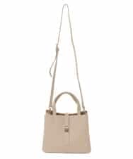 BJCJD75150 MK MICHEL KLEIN BAG(MK ミッシェルクラン バッグ) [2WAY]ベルトフラップスクエアミニトートバッグ ベージュ