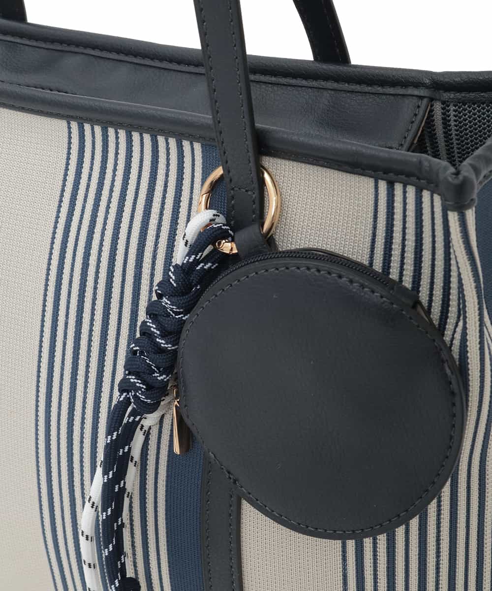 BJCJD76150 MK MICHEL KLEIN BAG(MK ミッシェルクラン バッグ) [ポーチチャーム付き]異素材ジョイントデザイントートバッグ ネイビー