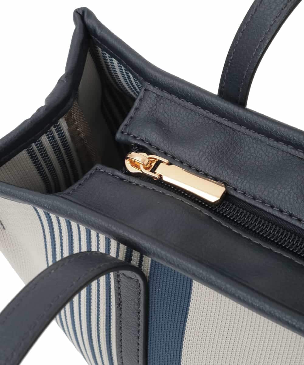 BJCJD76150 MK MICHEL KLEIN BAG(MK ミッシェルクラン バッグ) [ポーチチャーム付き]異素材ジョイントデザイントートバッグ ネイビー