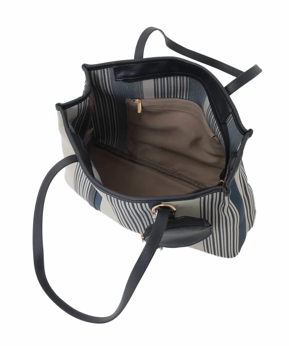 BJCJD76150 MK MICHEL KLEIN BAG(MK ミッシェルクラン バッグ) [ポーチチャーム付き]異素材ジョイントデザイントートバッグ ネイビー