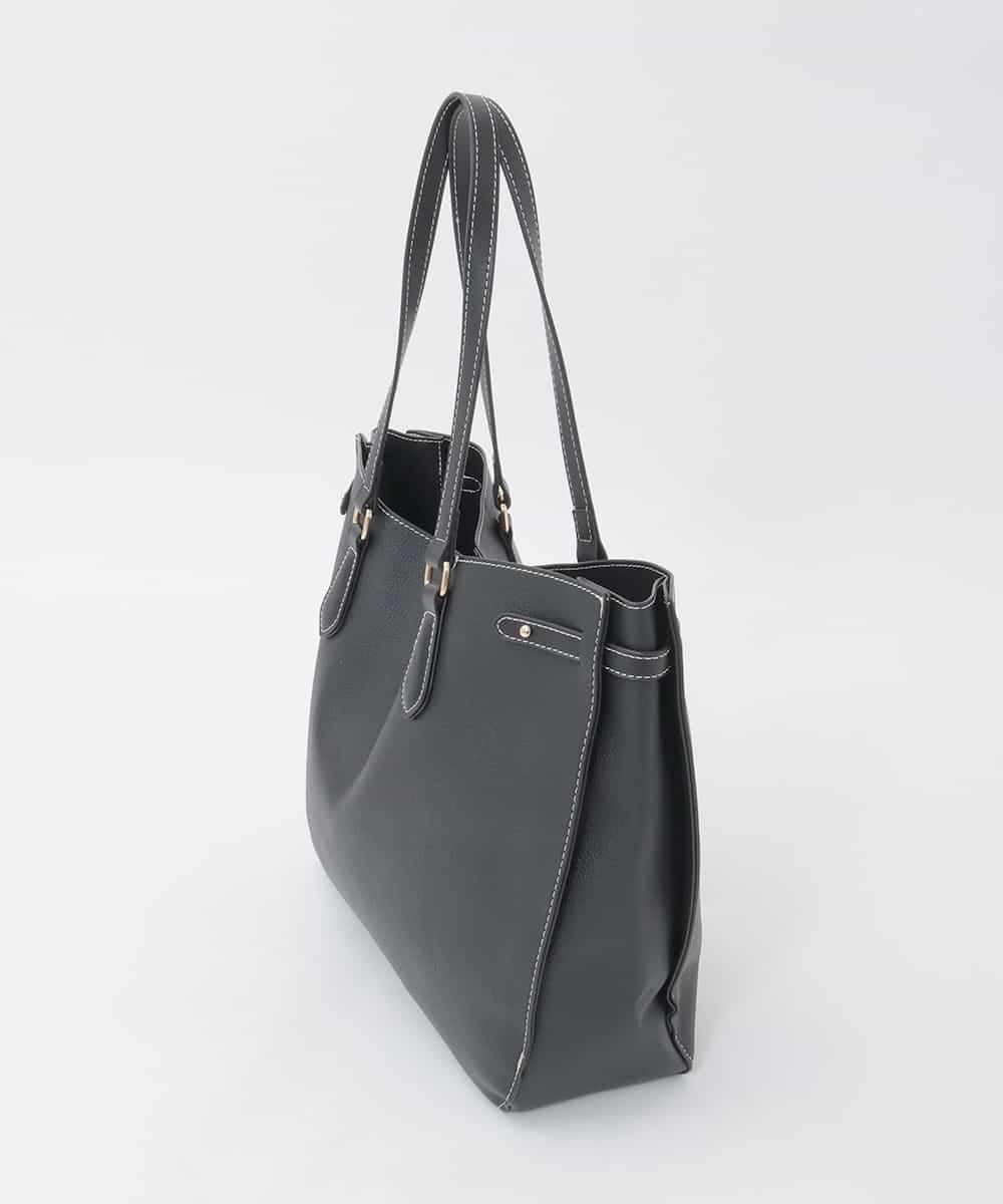BJCJD78150 MK MICHEL KLEIN BAG(MK ミッシェルクラン バッグ) [A4収納可]配色ステッチ合成皮革トートバッグ ブラック