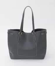 BJCJD78150 MK MICHEL KLEIN BAG(MK ミッシェルクラン バッグ) [A4収納可]配色ステッチ合成皮革トートバッグ ブラック