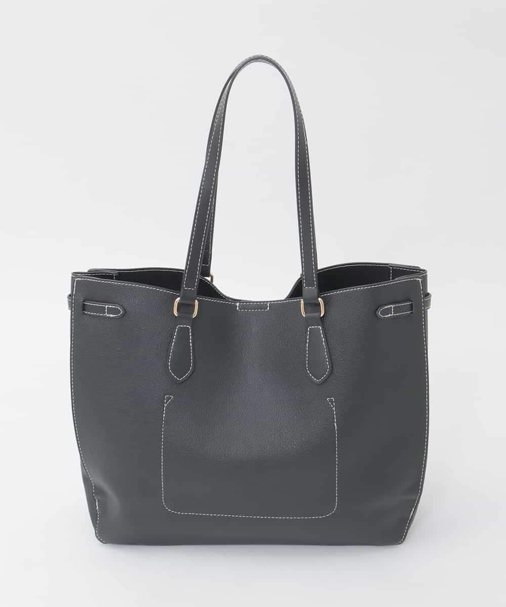 BJCJD78150 MK MICHEL KLEIN BAG(MK ミッシェルクラン バッグ) [A4収納可]配色ステッチ合成皮革トートバッグ ブラック
