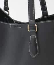 BJCJD78150 MK MICHEL KLEIN BAG(MK ミッシェルクラン バッグ) [A4収納可]配色ステッチ合成皮革トートバッグ ブラック