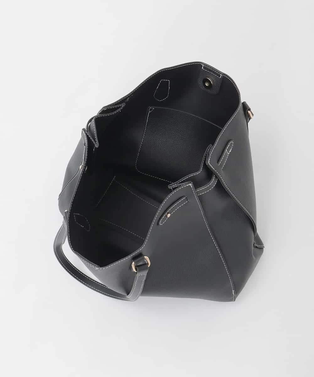 BJCJD78150 MK MICHEL KLEIN BAG(MK ミッシェルクラン バッグ) [A4収納可]配色ステッチ合成皮革トートバッグ ブラック