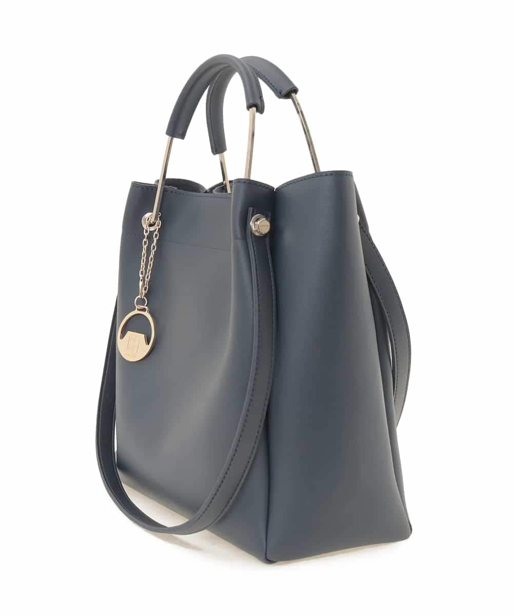BJCJE01090 MK MICHEL KLEIN BAG(MK ミッシェルクラン バッグ) 【WEB限定/2WAY】メタルハンドルデザインバッグ ネイビー