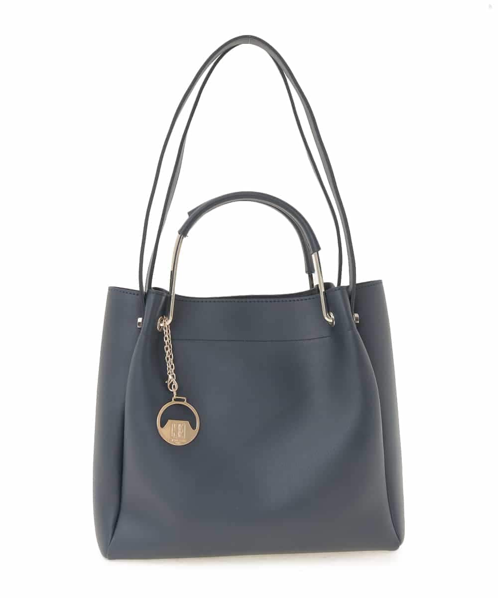 BJCJE01090 MK MICHEL KLEIN BAG(MK ミッシェルクラン バッグ) 【WEB限定/2WAY】メタルハンドルデザインバッグ ネイビー