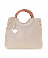 BJCJE02090 MK MICHEL KLEIN BAG(MK ミッシェルクラン バッグ) 【WEB限定/2WAY】ウッドハンドルデザインバッグ ライトグレー
