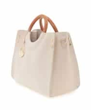 BJCJE02090 MK MICHEL KLEIN BAG(MK ミッシェルクラン バッグ) 【WEB限定/2WAY】ウッドハンドルデザインバッグ ライトグレー