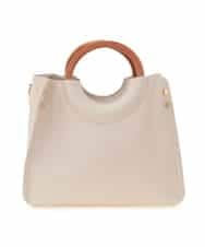BJCJE02090 MK MICHEL KLEIN BAG(MK ミッシェルクラン バッグ) 【WEB限定/2WAY】ウッドハンドルデザインバッグ ライトグレー