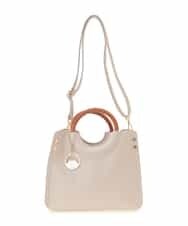 BJCJE02090 MK MICHEL KLEIN BAG(MK ミッシェルクラン バッグ) 【WEB限定/2WAY】ウッドハンドルデザインバッグ ライトグレー