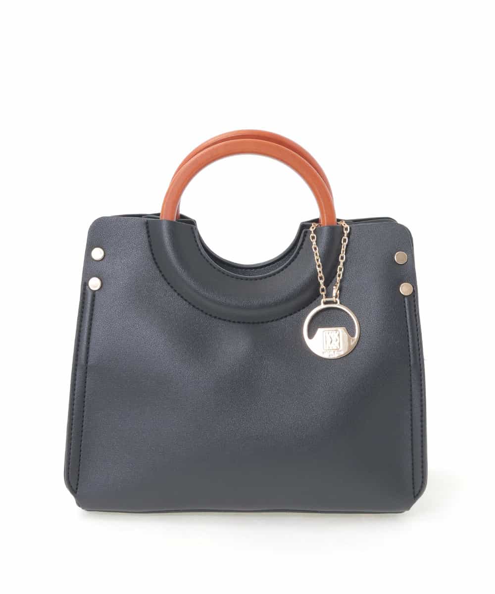 BJCJE02090 MK MICHEL KLEIN BAG(MK ミッシェルクラン バッグ) 【WEB限定/2WAY】ウッドハンドルデザインバッグ ブラック